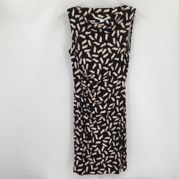 Diane Von Furstenberg Black and Cream Patterned Dress - Picture 1 of 6